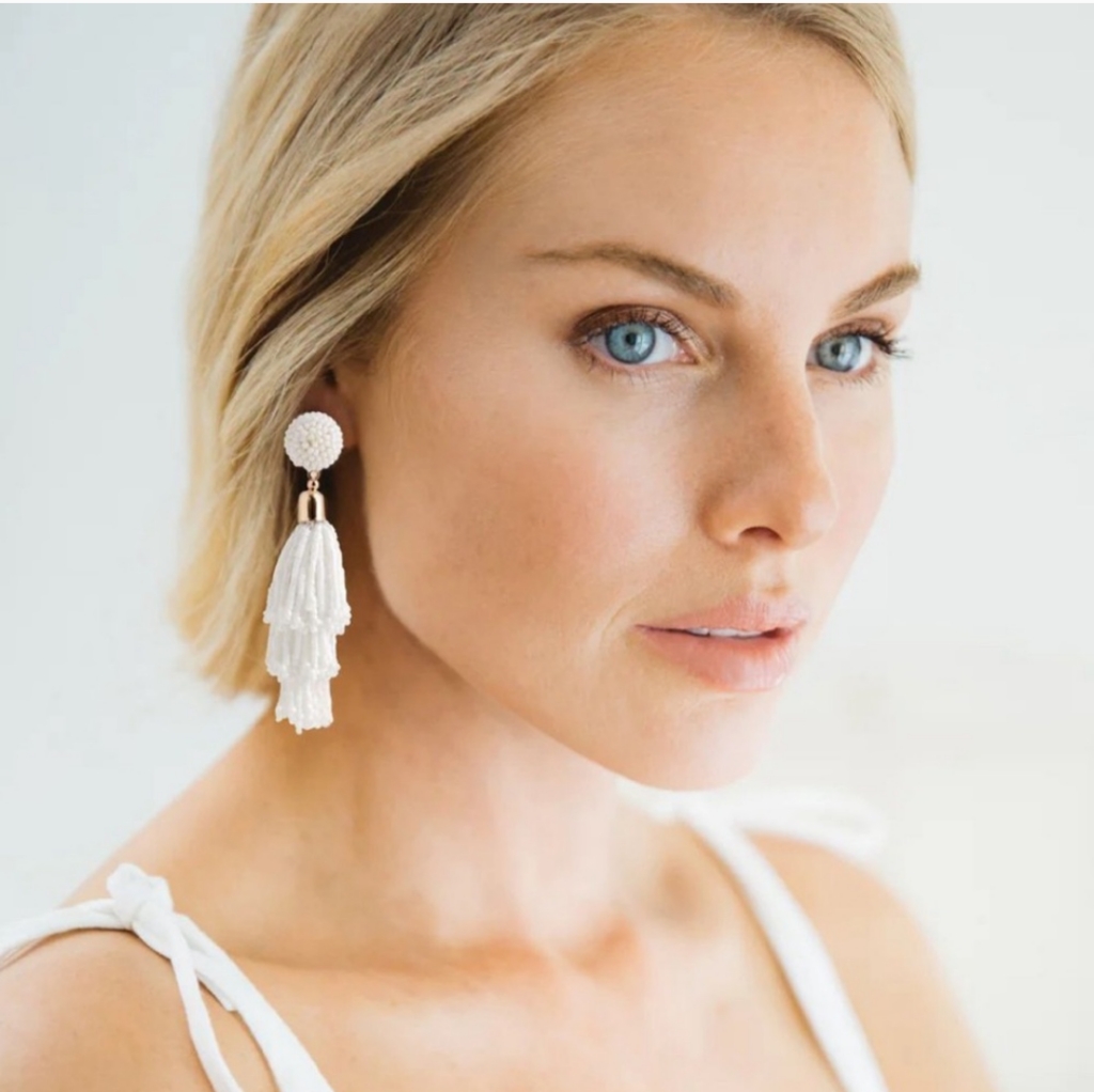 Panacea Beaded Tassel Earrings White 39$